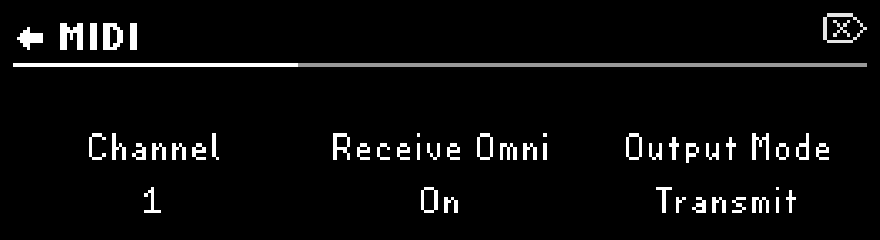 System Menu - MIDI page