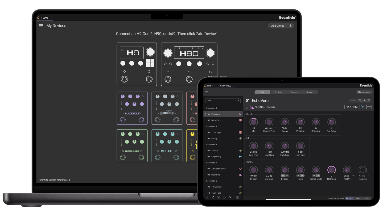 Eventide Control app screenshot