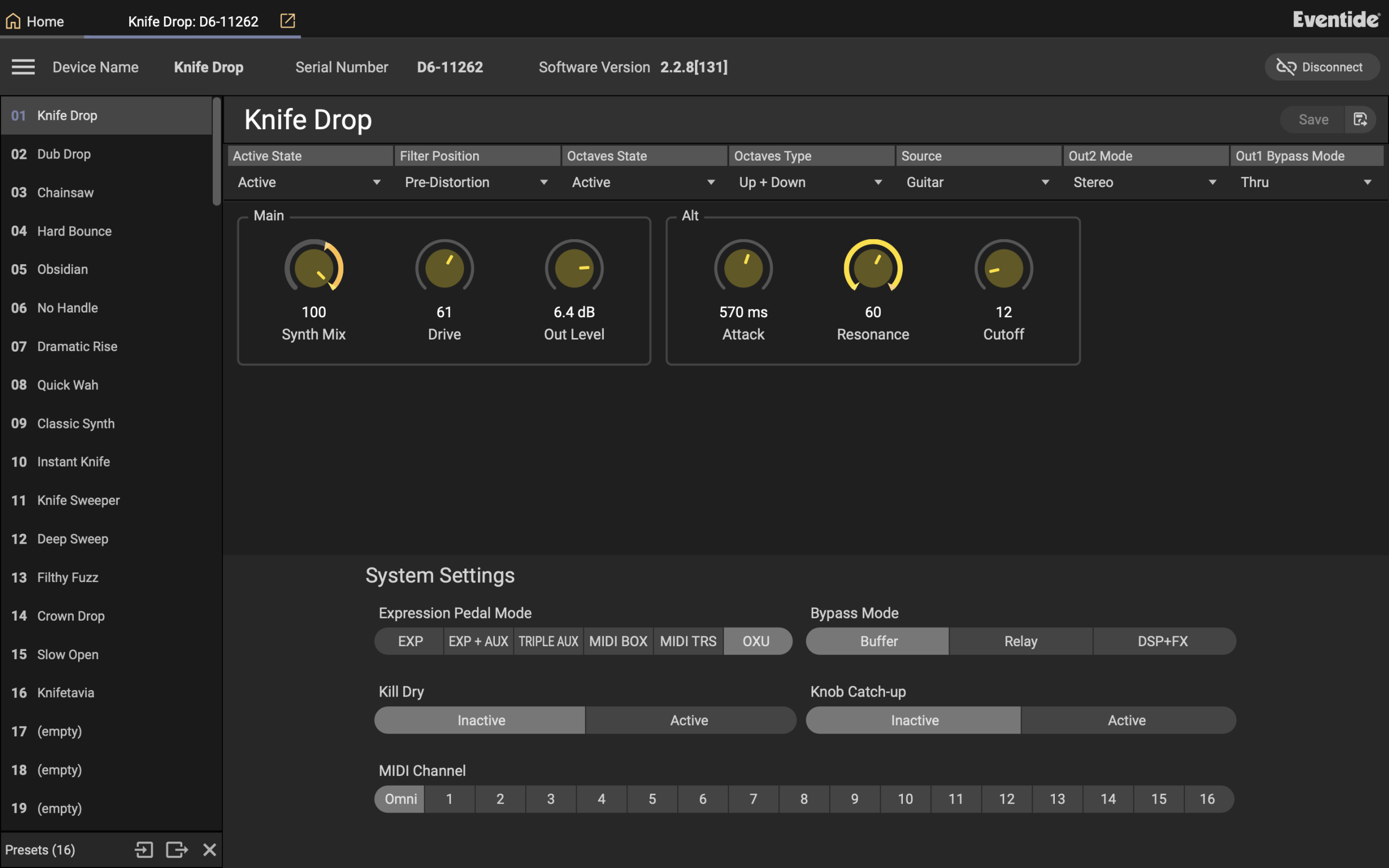 Eventide Control Knife Drop screenshot