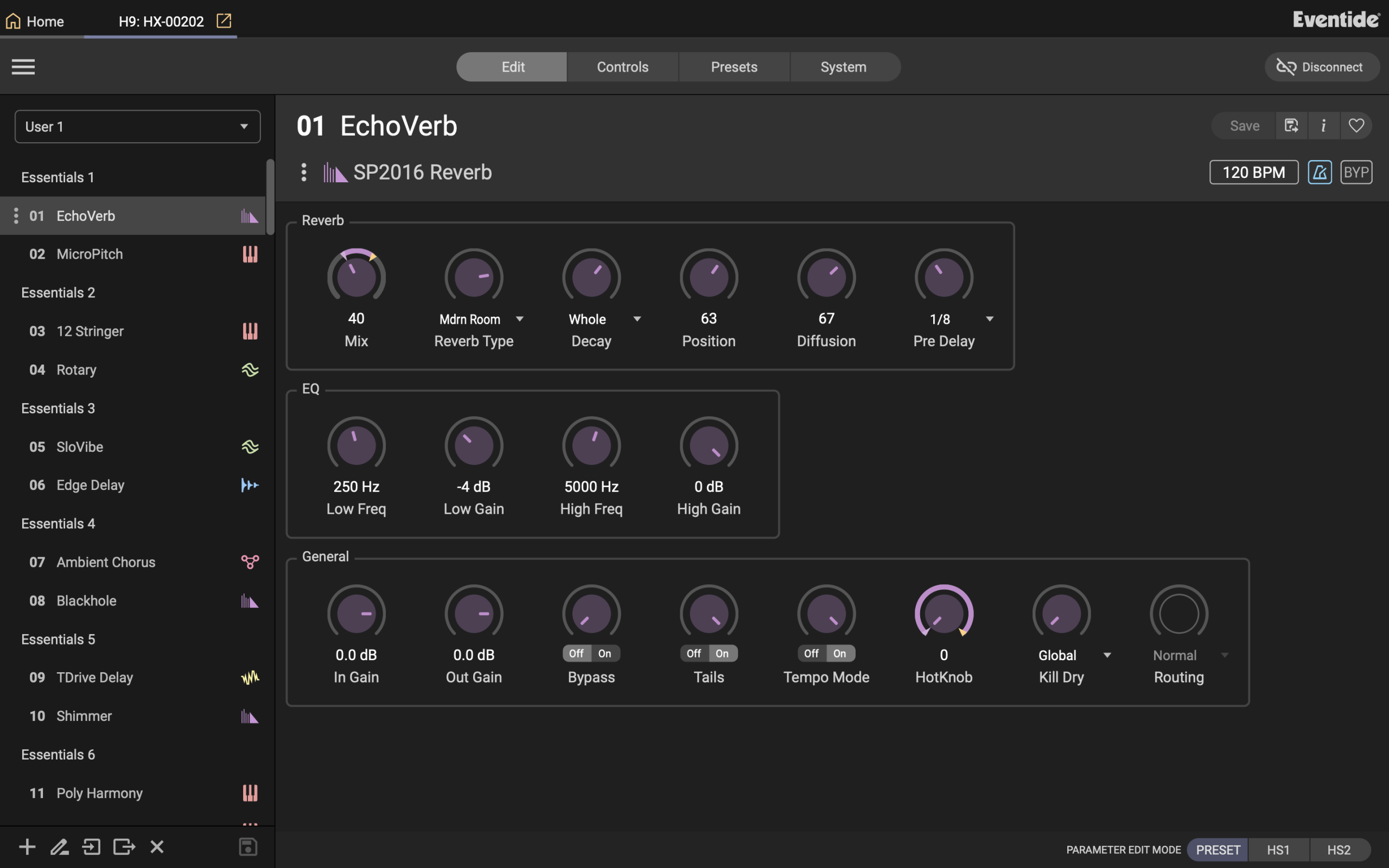 Eventide Control screenshot