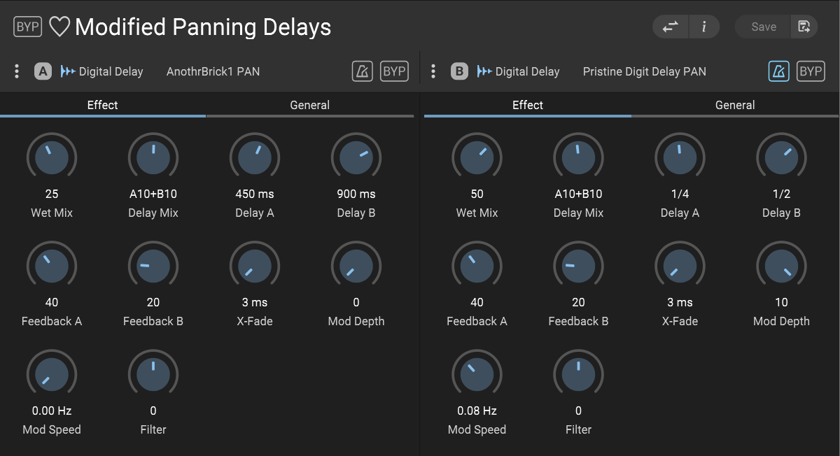 0 Modified Panning Delays